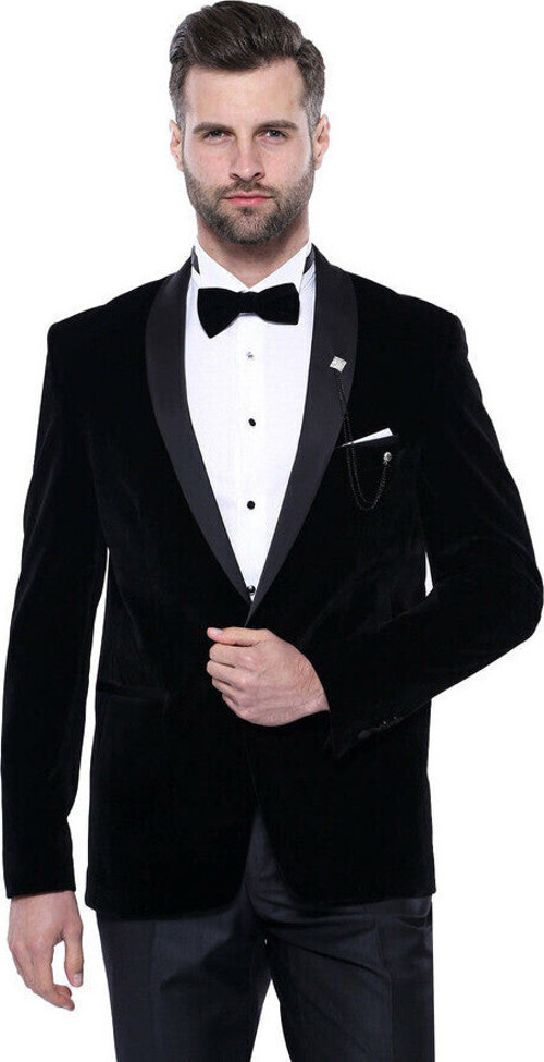 Düz Siyah Velvet Ceket