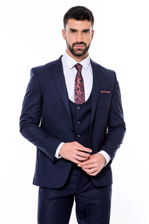 Desensiz Slim Fit Lacivert Erkek Takım Elbise - Wessi