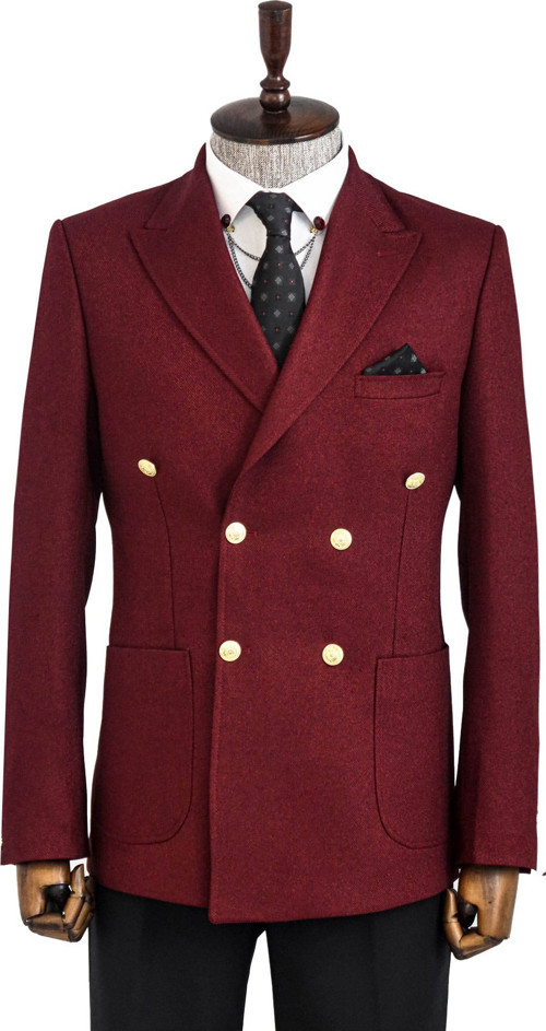 Kruvaze Slim Fit Bordo Erkek Ceket
