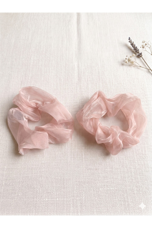 Kadın Lüks Organze Scrunchie Saç Tokası - Parlak Tül Lastikli Topuz Tokası 11cm Simit Toka
