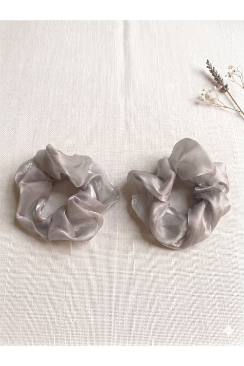 Kadın Lüks Organze Scrunchie Saç Tokası - Parlak Tül Lastikli Topuz Tokası 11cm Simit Toka