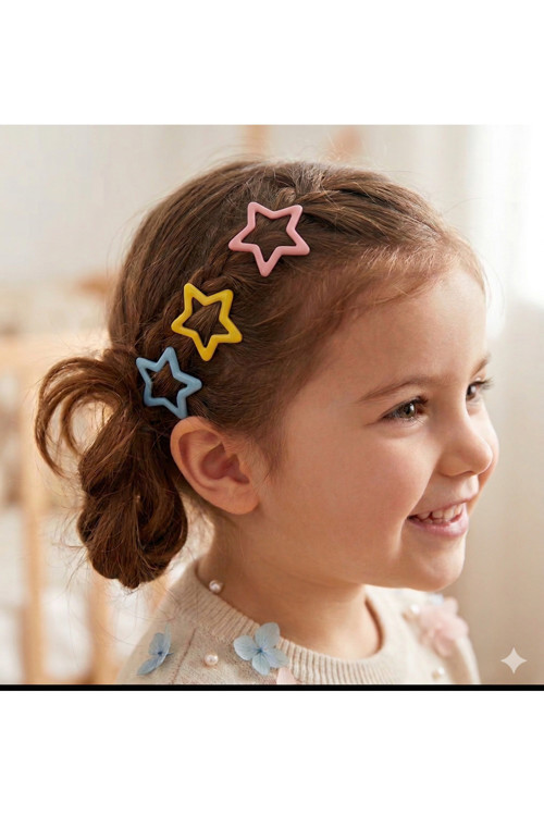 3'lü Set Pastel Renk Yıldız Çıtçıt Toka Kız Çocuk & Kadın Saç Aksesuarı