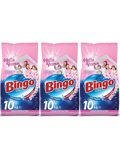 Matik Toz Çamaşır Deterjanı 30 kg Beyazlar ve Renkliler (3 Paket x 10 Kg) (201 Yıkama) (Mutlu Yuvam)