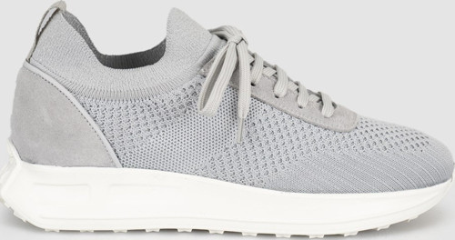 Açık Gri Triko Hakiki Deri Kadın Sneaker Ayakkabı
