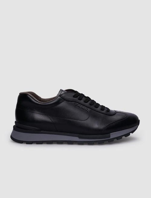 Lodi %100 Hakiki Deri Siyah Bağcıklı Erkek Sneaker