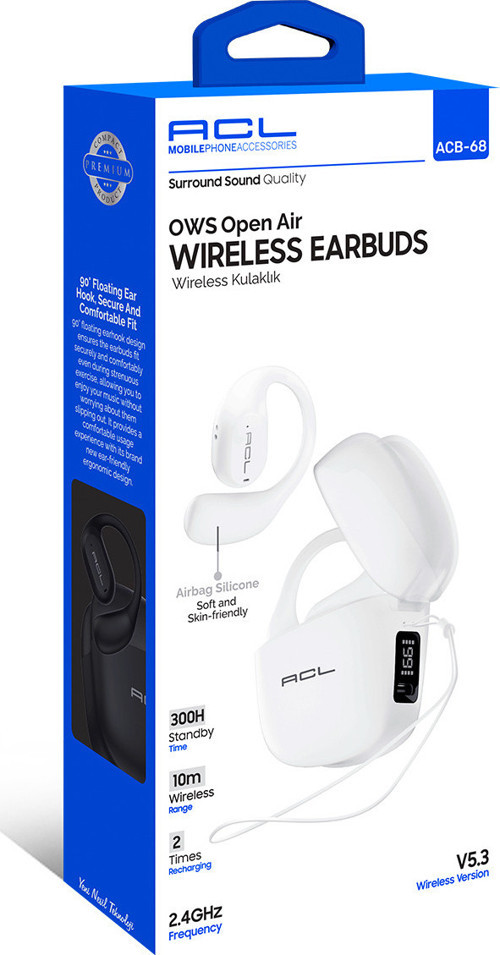 ACB-68 OWS Open Air 360° Surround Ses Bluetooth 5.3 Mikrofonlu Spor Kablosuz Kulaklık 300 Saat