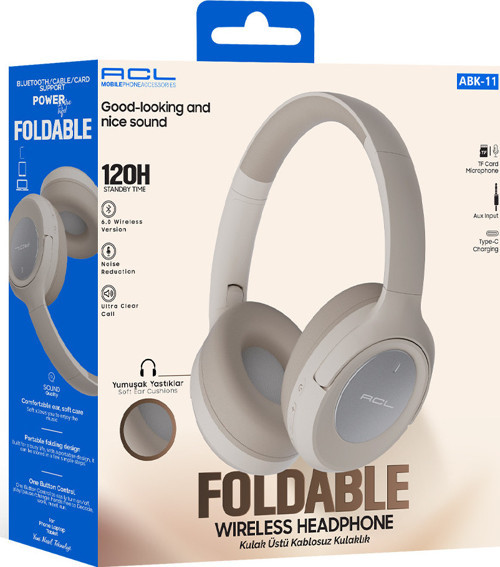 ABK-11 Katlanabilir Bluetooth 6.0 Kulak Üstü Kulaklık – 15 Saat Çalma ve Gürültü Azaltma Özellikli
