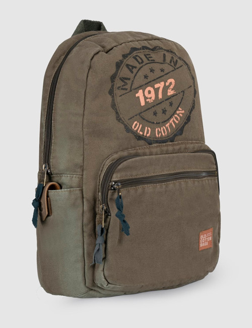 Haki Baskılı Keten Unisex Sırt Çantası