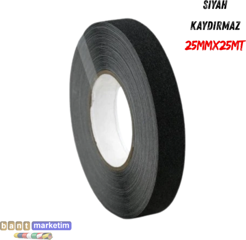 Merdiven Ve Zemin Kaydırmaz Kaymaz Bant 25mm X 25mt Siyah (48adet)