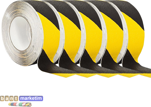 5 Adet Merdiven Ve Zemin Kaydırmaz Bant 50mm x 25metre Sarı Siyah