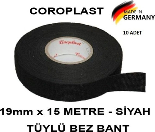 10 Adet Bez Bant Tüylü Yanmaz Kumaş Kablo Sarma Bantı 19mm 15mt
