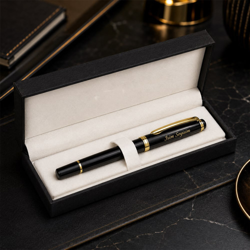Kişiye Özel Kutulu Gold Detaylı Roller Kalem