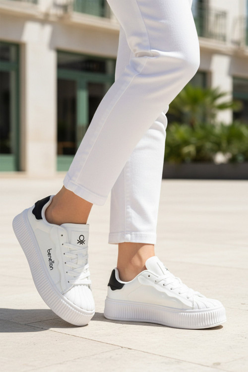 Beyaz Bağcıklı Unisex Spor Ayakkabı BNI-12152 G