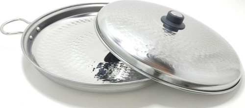 40 Cm Çapında Krom Çelik Paslanmaz Kapaklı Saç Kavurma Tava
