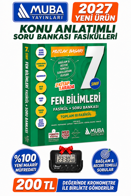 2027 7.Sınıf FEN BİLİMLERİ %100 Yeni Müfredat Konu Anlatımlı Etkinlikli Bağlam Temelli Soru Fasikül Seti+Kronometre