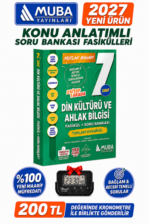 2027 7.Sınıf DİN KÜLTÜRÜ %100 Yeni Müfredat Konu Anlatımlı Etkinlikli Bağlam Temelli Soru Fasikül Seti+Kronometre
