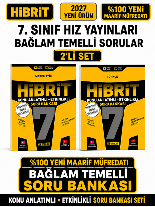 Hız 2027 7.Sınıf Hibrit Matematik-Türkçe Konu Anlatımlı Etkinlikli Bağlam Temelli Soru Bankası Seti