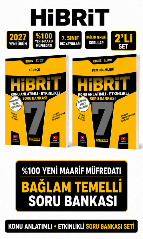 Hız 2027 7.Sınıf Hibrit Türkçe-Fen Konu Anlatımlı Etkinlikli Bağlam Temelli Soru Bankası Seti