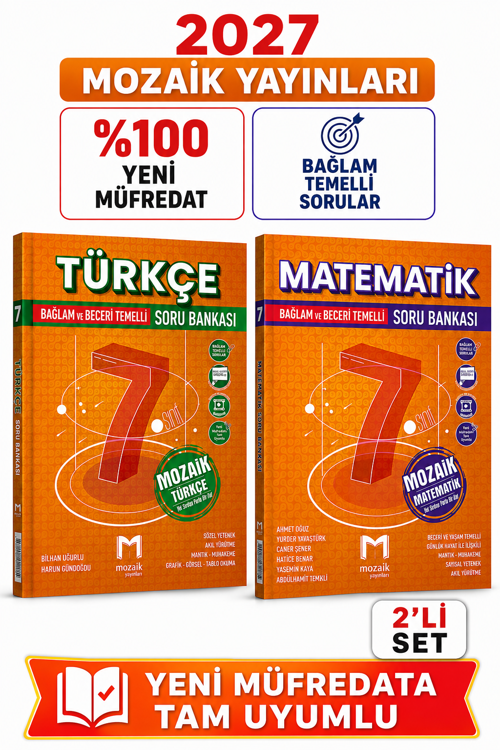 Mozaik 7.Sınıf 2027 Matematik-Türkçe %100 Yeni Müfredat Bağlam Temelli Soru Bankası Seti