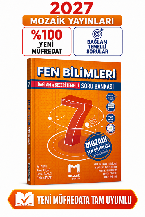 Mozaik 7.Sınıf 2027 FEN BİLİMLERİ %100 Yeni Müfredat Bağlam Temelli Soru Bankası Seti