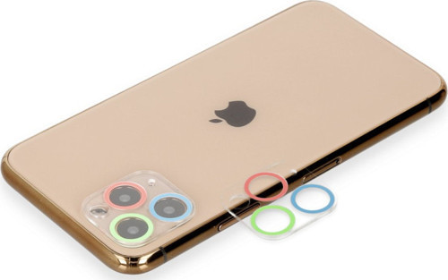 iPhone 11 Pro Renkli Kamera Lens Koruma Cam - Mavi-Yeşil