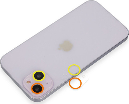 iPhone 13 Renkli Kamera Lens Koruma Cam - Sarı-Turuncu