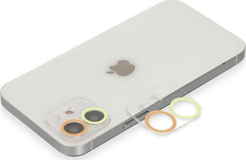 iPhone 12 Mini Renkli Kamera Lens Koruma Cam - Sarı-Turuncu