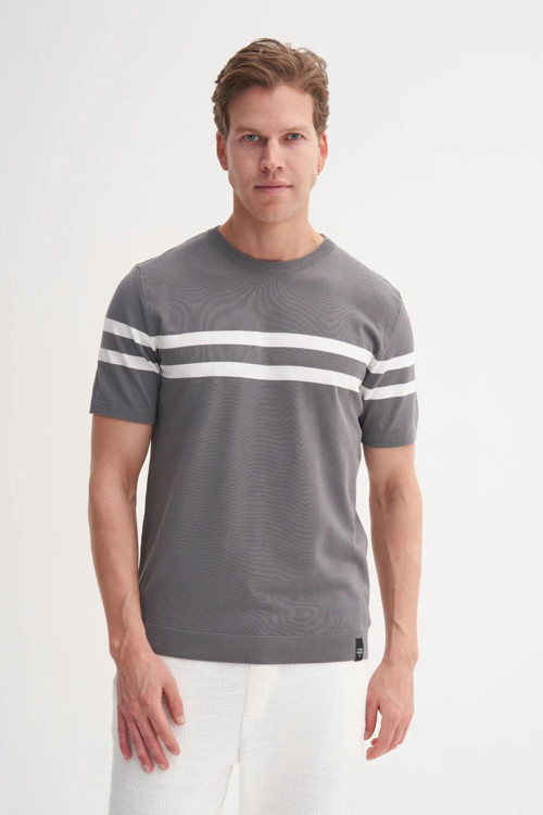 3036 Erkek Bisiklet Yaka Triko T-Shirt