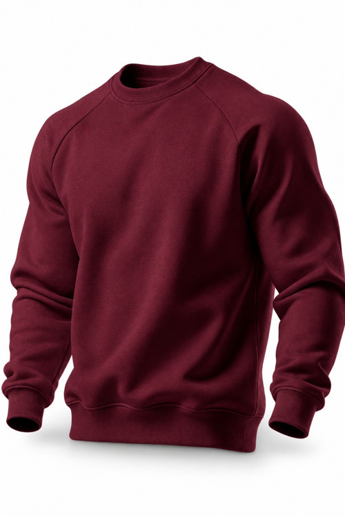 Erkek Bisiklet Yaka Spor Sweatshirt Basic Günlük Rahat Pamuklu Uzun Kollu Sweat