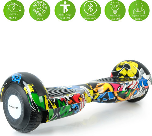 Elektrikli Kaykay Hoverboard 6.5 Inch | Tutma Kollu | Bluetooth Hoparlörlü | LED Işıklı | Otomatik Akıllı Denge