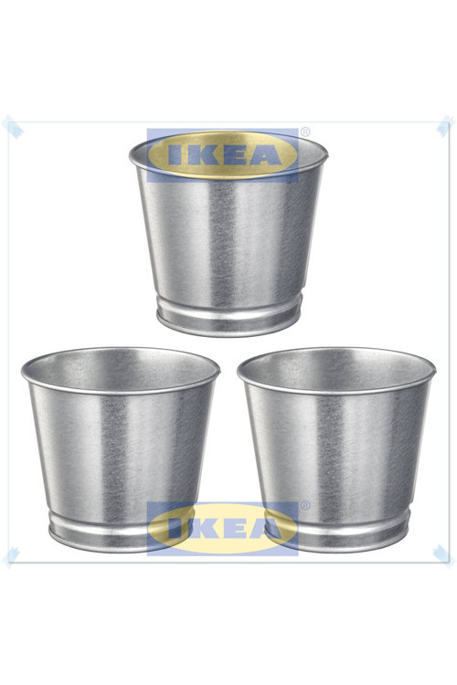 Bıntje Galvanizli Çelik Saksı, 9 cm, 3'lü Set