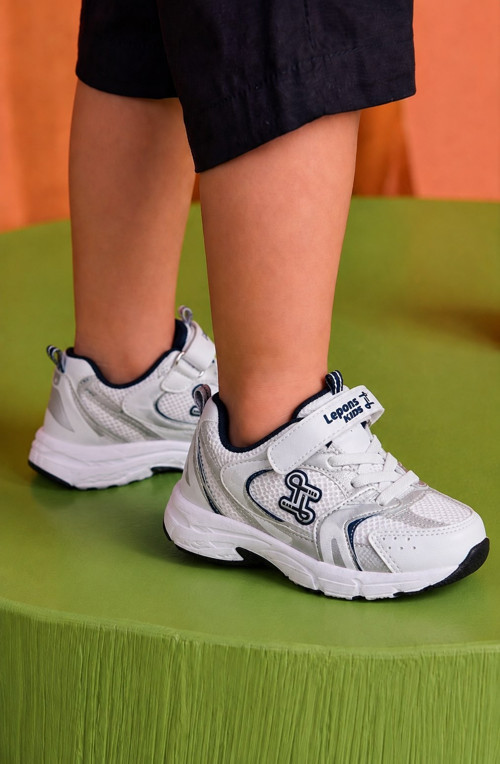 Günlük Unisex Çocuk Spor Ayakkabı Cırtlı Lastik Bağcık Desenli Rahat Hafif Taban Sneaker 180