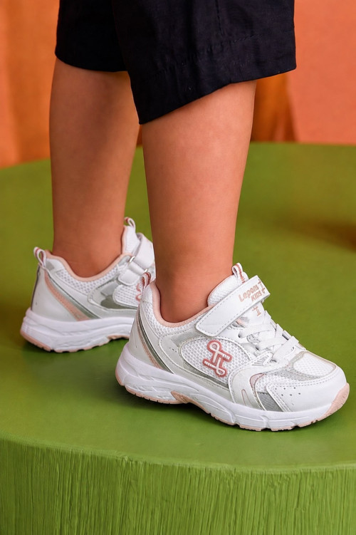 Günlük Unisex Çocuk Spor Ayakkabı Cırtlı Lastik Bağcık Desenli Rahat Hafif Taban Sneaker 180