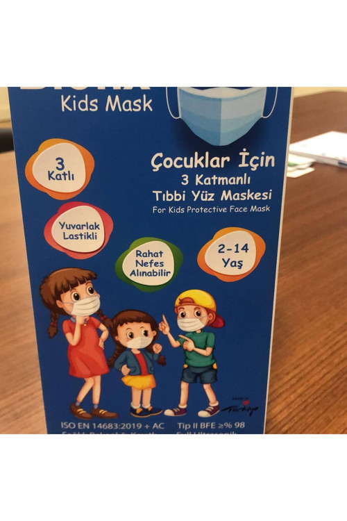 3 Katlı Çocuk Maske (10 Lu X 5 Kutu)