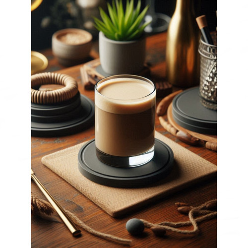 2 Adet Modern Tasarım Minimalist Siyah Bardak Altlığı – 8 cm Çap Plastik