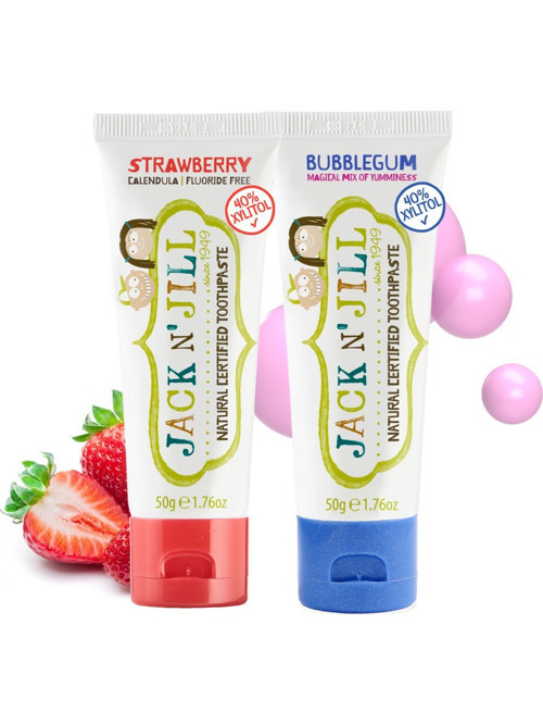 Jack N' Jill Jack N’Jill Doğal Sertifikalı Diş Macunu Çilek & Sakiz 2X50G Organik Özellikli Bebekler İçin