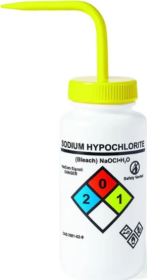 Piset 500 ml - LDPE Yıkama Şişesi - Sodyum Hipoklorit Piseti - Yüzey Baskılı - Sarı Kapaklı - Geniş Boyunlu