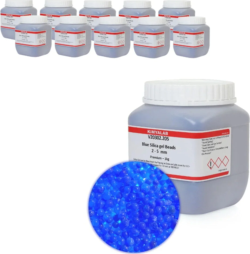 Silikajel Mavi Nem Alıcı 1 Kg - Silika Jel İndikatörlü 10 Adet