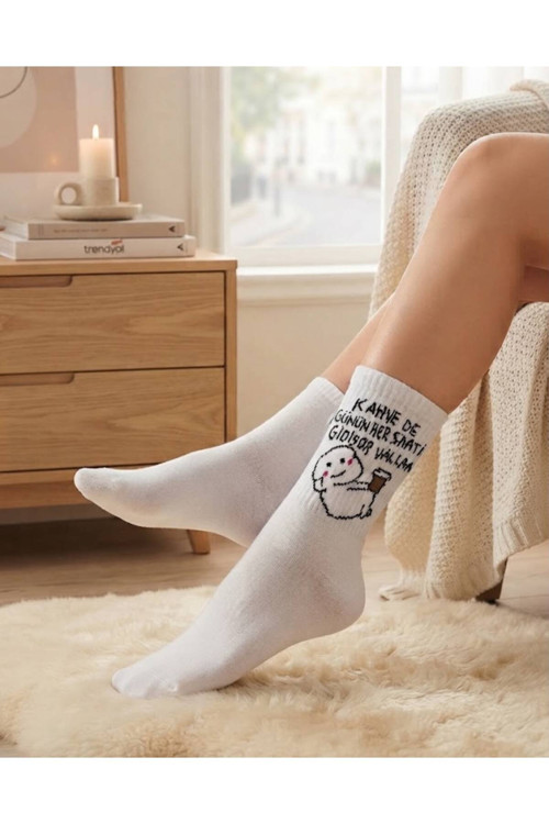 Desenli Yazılı Unisex Soket Çorap