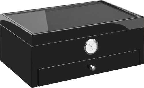 Italy Handmade Humidor Puro Kutusu - Roma Collection- Special Club Edition- Black - 100's
