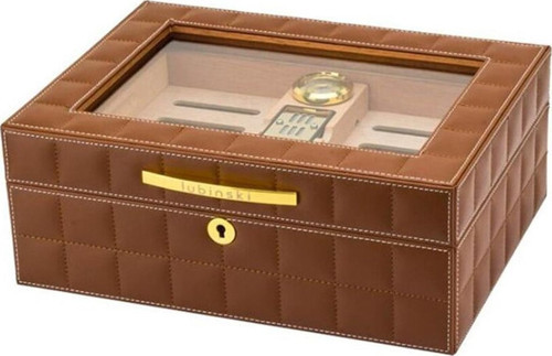 Deri Camlı Humidor Puro Kutusu Kahve 50s