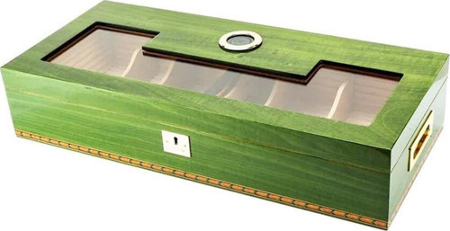 Uzun Camlı Humidor Puro Kutusu Yeşil Lake 200s