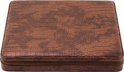 Deri Sedirli Seyahat Puro Sunum Kutusu Slim Humidor 10s Kahve