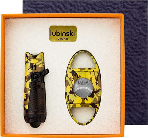 Yeni Seri Çakmak Ve Kesici Puro Seti Camo Yellow