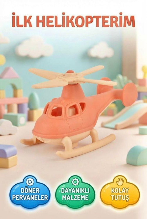 İlk Helikopterim Turuncu Güvenli Eğitici Turuncu 15 CM Oyuncak Helikopter