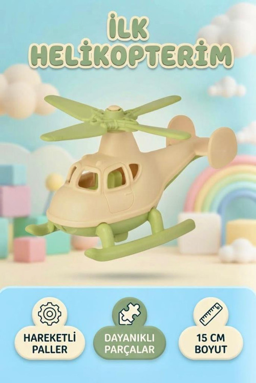 İlk Helikopterim Güvenli Eğitici Beyaz 15 CM Eğlenceli Oyuncak Helikopter