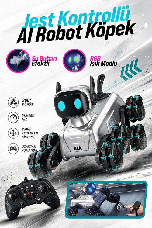 BLIC BRB2 AI Akıllı Robot Köpek – Uzaktan Kumandalı, Jest ve Ses Kontrollü, 360° Akrobatik Hareketli