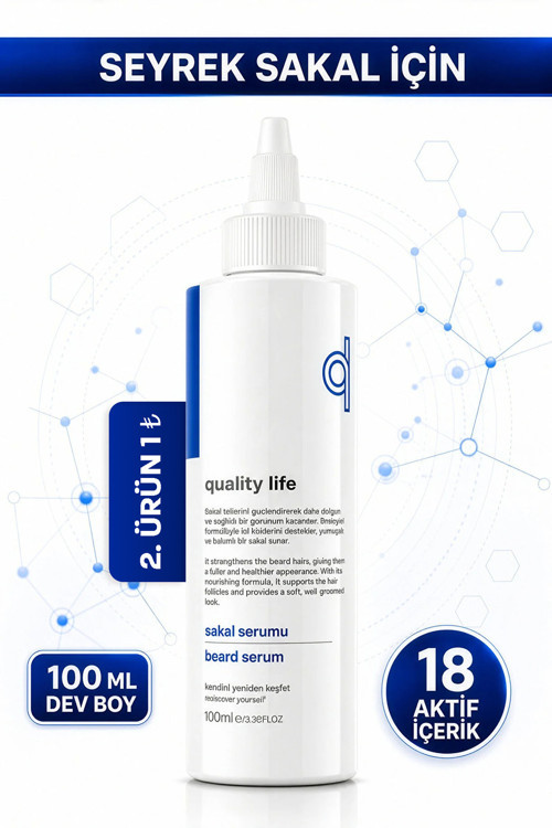 18 Aktifli Sakal Serumu - Bitkisel Sakal Bıyık Bakım Yağı Kompleksi - Köselik Sorunu - 100 Ml Serum