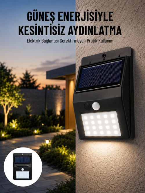 Solar Dekoratif Lambası Sensörlü Led Işık Bahçe Aydınlatma Yeni Nesil - SL0005-0CBG58