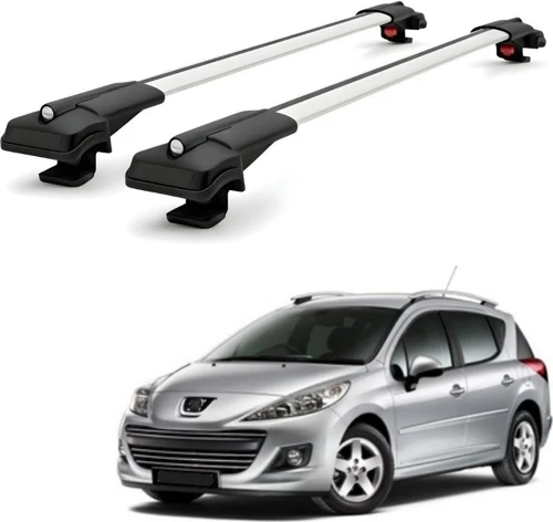 Peugeot 207 Station Wagon 2007-2012 için Ara Atkı Tavan Barı , Araca Özel , Kilitlenebilir Araç Üstü Ekipman Taşıma Barı (2 Adet)